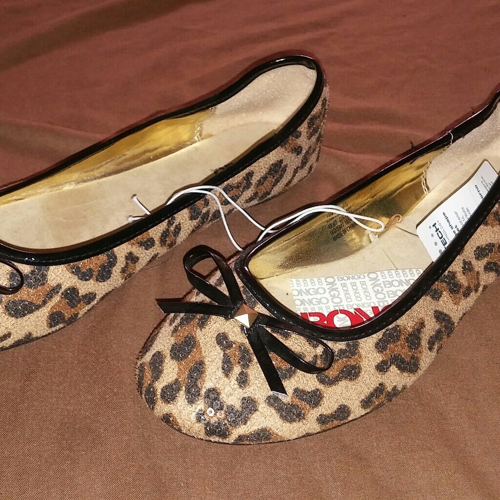 Cheetah print sequin flats